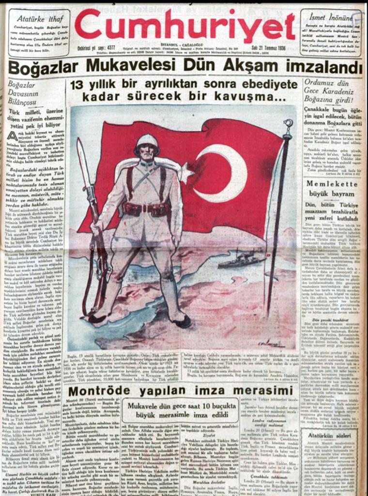 Sizin için 20 Temmuz 1936'da imzalanan Montrö Boğazlar Sözleşmesi sonrası yayınlanan Türk gazetelerini derledik. - IMG 20200217 WA0019