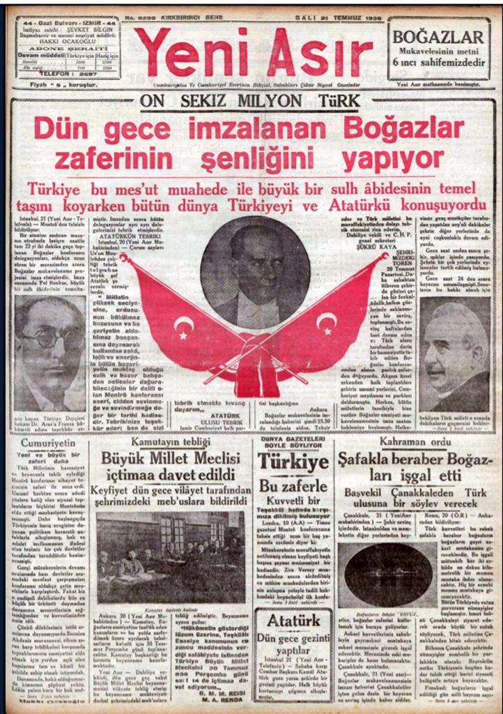 Sizin için 20 Temmuz 1936'da imzalanan Montrö Boğazlar Sözleşmesi sonrası yayınlanan Türk gazetelerini derledik. - IMG 20200217 WA0021