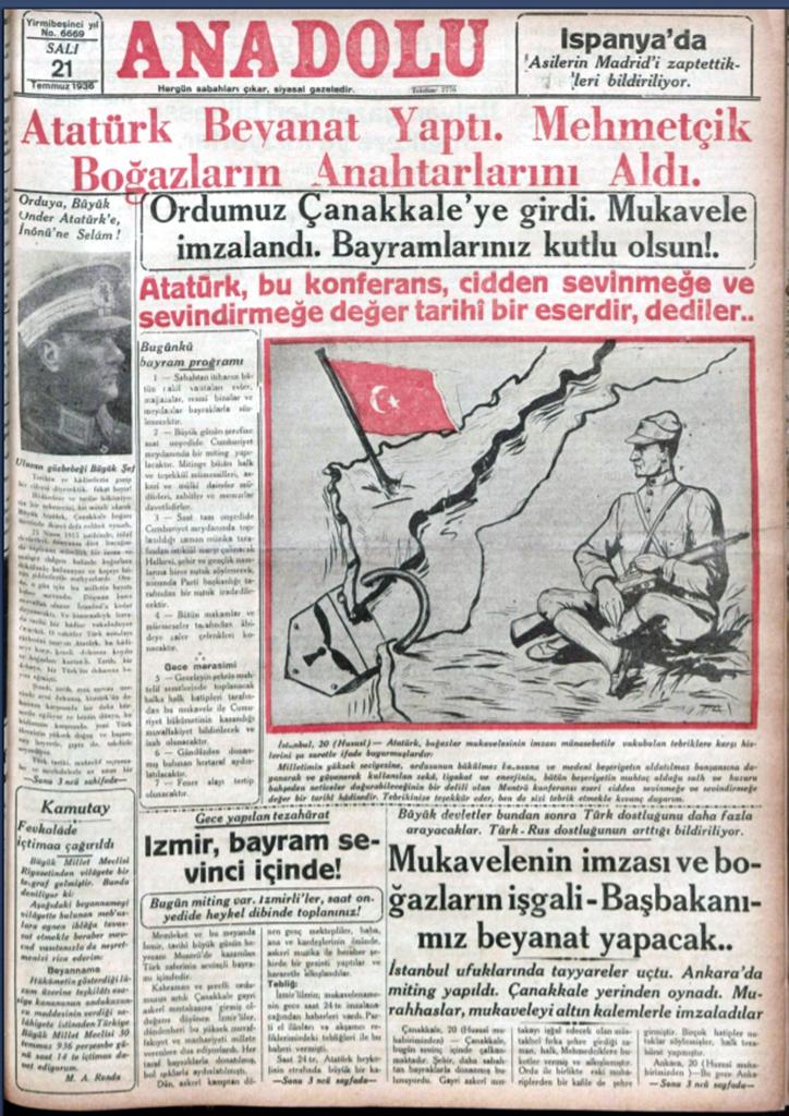 Sizin için 20 Temmuz 1936'da imzalanan Montrö Boğazlar Sözleşmesi sonrası yayınlanan Türk gazetelerini derledik. - IMG 20200217 WA0022