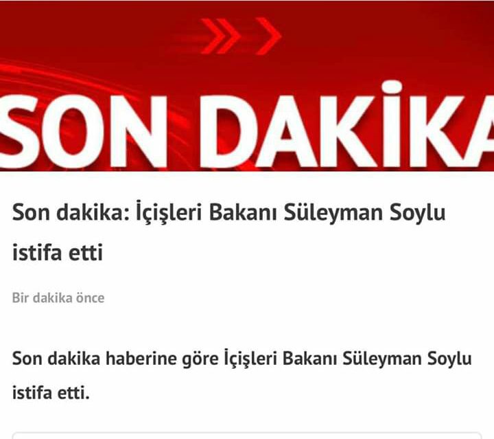 İçişleri Bakanı Süleyman Soylu istifa etti...!!! - IMG 20200412 220115