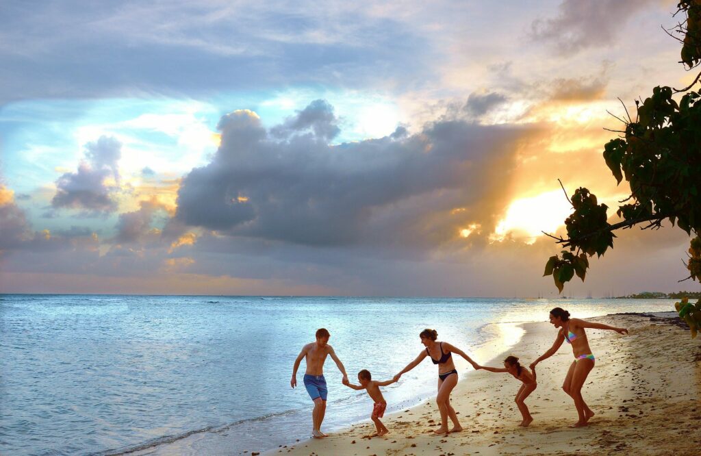 Bireylerin mutluluk kaynağının aile olduğu görülüyor. - insan zinciri aile plaj deniz