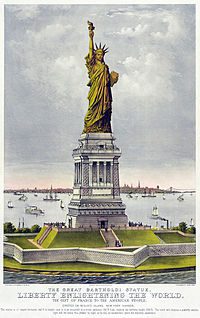 Özgürlük Heykeli (İngilizce: Statue of Liberty), ABD'nin New York şehrindeki Liberty (Özgürlük) adası üzerinde, inşa edildiği 1886 yılından bu yana Amerika'nın simgesi olan anıtsal heykeli ve gözlem kulesidir. Dünyanın en tanınan abidelerinden biridir. - Currier and Ives Liberty osmanli new york