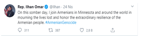 Ermenistan-Azerbaycan cephe hattında  Ermeni güçlerinin Azerbaycan sivil yerleşim birimlerine ateş açması üzerine  fiili çatışmalar başlamıştır.  Savaş,  Türkiye’nin  desteği ile   kardeş Azerbaycan’ın Karabağ’ı işgalden kurtarmasıyla sonuçlanmıştır.  Fakat  Türkiye ve  Azerbaycan rehavete kapılmamalıdır.  Çünkü, Fransa ve ABD’deki Ermeni lobisi rahat durmayacak, bu ülkelerle olan  ilişkilerimizi olumsuz etkilemek için gerekeni yapacaktır. Gelişmeler ne yönde olacaktır, şimdiden bilinmez ama bilinenler üzerinden hareket ettiğimizde bazı sonuçlara ulaşmamız mümkündür. Özellikle ABD’deki  Ermeniler, “insanları kandırmak, kandırılmış olduklanı ikna etmekten daha kolaydır” özdeyişine  uygun hareket etmektedirler. Dönemin İçişleri Bakanlığı’nın Ermeni sevkinin durdurulmasına ilişkin 15 Mart 1916 tarihli şifre telgrafları aşağıda olmasına rağmen yalan söylemeye devam etmektedirler. - Screenshot 19