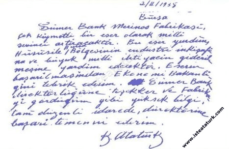 2 Şubat 1938 Gazi Kemal Atatürk'ün açtığı Sümer Bank Merinos Fabrikasını AKP 2004'de kapatmıştı..... - ataturk sumerbank merinos fabrika defteri