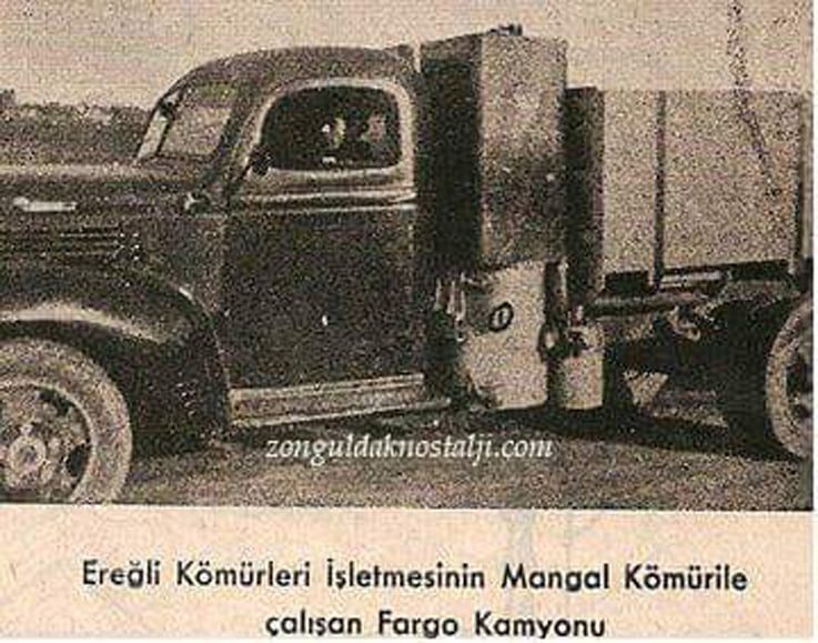 Mangal kömürü ile çalışan kamyon