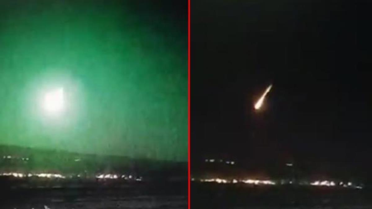 Türkiye Uzay Ajansı, Twitter’da yaptığı paylaşımda “Dün gece Türkiye’nin çeşitli noktalarında yeşil ışık saçan bir meteor görüntülenmiştir.” ifadelerine yer verdi. - istanbul a goktasi meteor mu dustu turkiye