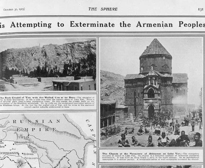 Tarih 30 Ekim 1915, Sphere dergisi sayfa 130. Yani Ermenilerin sürülmesinden birkaç ay sonra... Başlıkta Türk’lerin Ermenileri yok etmeye "giriştiği, teşebbüs ettiği" yazılmış. "Attemp" kelimesi... - turkler ermenileri yok etmeye girisiyor ingiliz gazete propagandasi