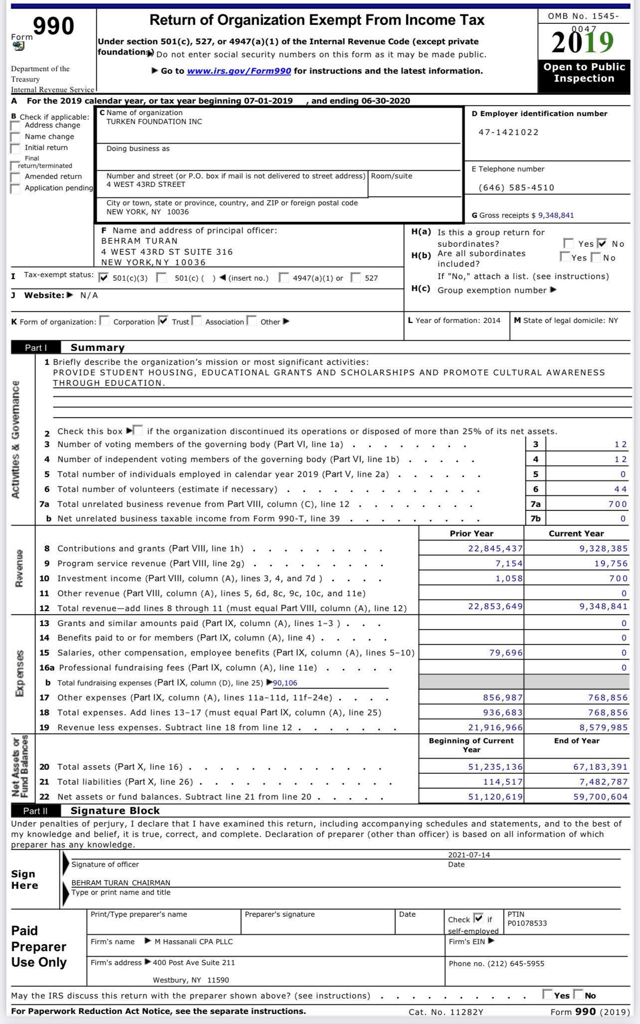 ABD gelir idaresi belgelerinde ENSAR ve TÜRGEV