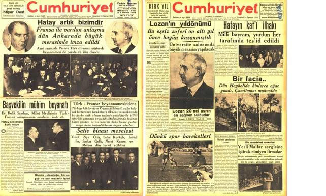 Hatay Cumhuriyeti 29 Haziran 1939’da Türkiye’ye katılma kararı almıştı