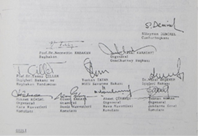 MGK üyelerinin imzaladığı metin( 5) - 28 Subat 1997 tarihindeki MGK kararlarinda imzalar