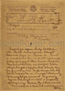 1910 yılında Latin harfleriyle Türkçe bir telgraf metni