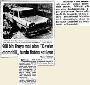 “Devrim otomobili” hurda fiatına satılıyor