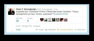 Eminağaoğlu’ndan Başbakanı özetler Tweet!