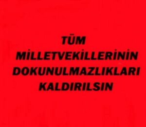 TÜM MİLLETVEKİLLERİNİN  DOKUNULMAZLIKLARI KALDIRILSIN