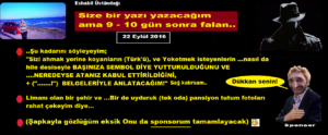 Size bir yazı yazacağım ama 9 – 10 gün sonra falan..