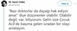 Sağlık sektöründeki şiddet ile alakalı Twitter zinciri.