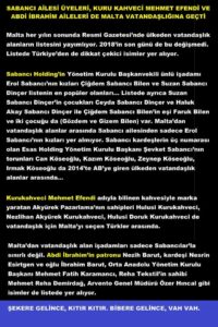 2018 YILINDA MALTA VATANDASLIGINA GECEN ZENGIN TURKLERIN RESMI LISTESI .. BU BIR ISARETMI