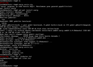 Linux “unzip” kullanımı