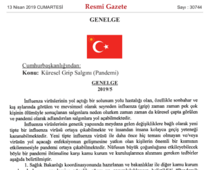 1 yıl önce yayınlanan pandemi genelgesi