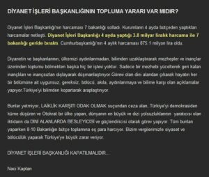 DİYANET İŞLERİ BAŞKANLIĞININ TOPLUMA YARARI VAR MIDIR?