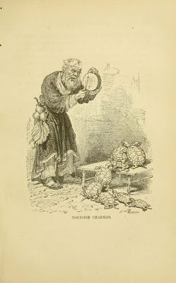 Osman Hamdi Bey'in Kaplumbağa terbiyecisi esin kaynağı Fransız Le Tour du Monde'nin 1869 yılındaki bir sayısında çıkan gravürü