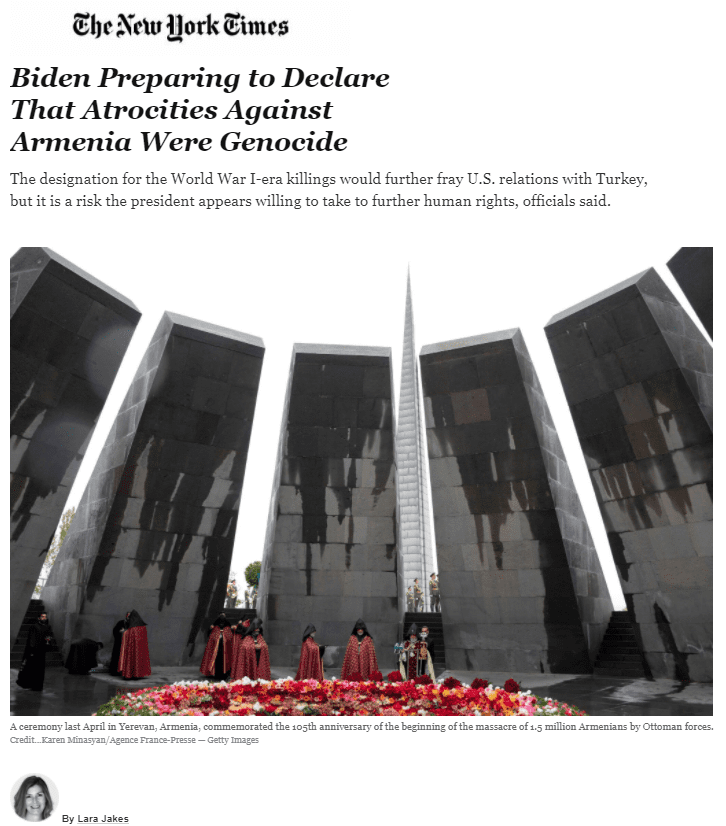 Biden 1915 olaylarını soykırım olarak tanımaya hazırlanıyor