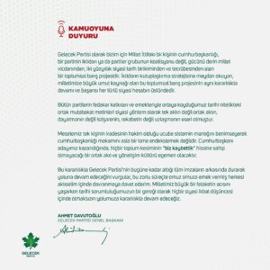 Davutoğlu’ndan açıklama