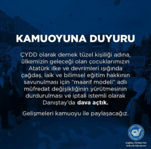 ÇYDD “Maarif Modeli” müfredatını yargıya taşımış